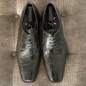 David x shoes Gino Olive Size 11 Crocodile Lizard  Lace-up Shoes